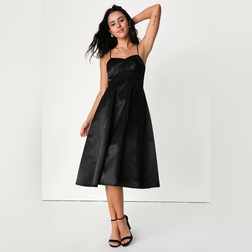 NWT Lulus Something to Celebrate Satin A-Line Midi Dress